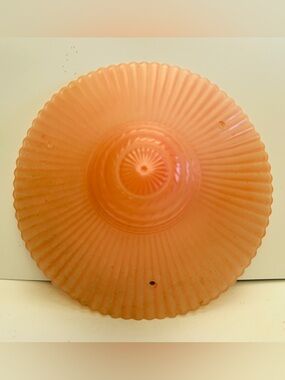 Art deco salmon pink glass ceiling light shade.